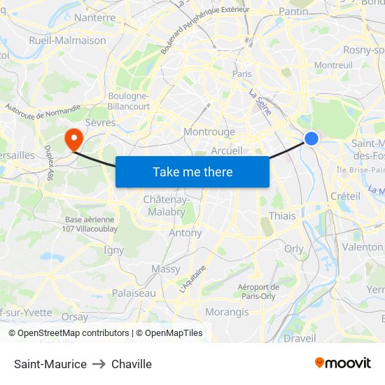 Saint-Maurice to Chaville map