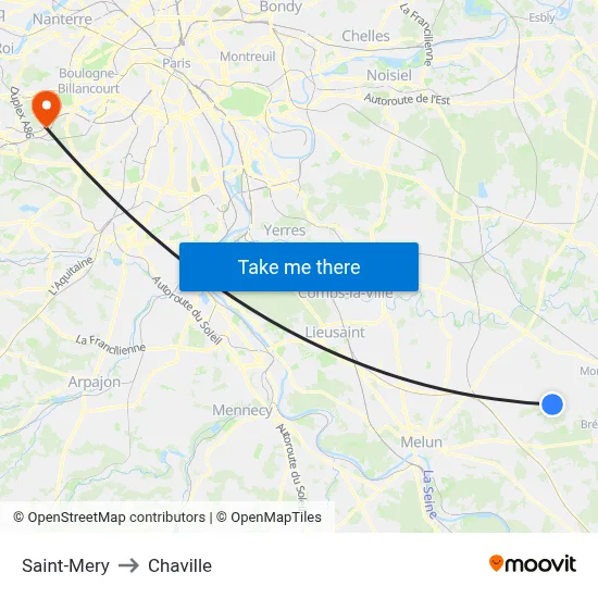 Saint-Mery to Chaville map