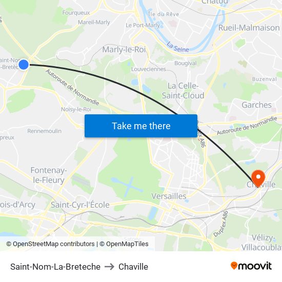 Saint-Nom-La-Breteche to Chaville map