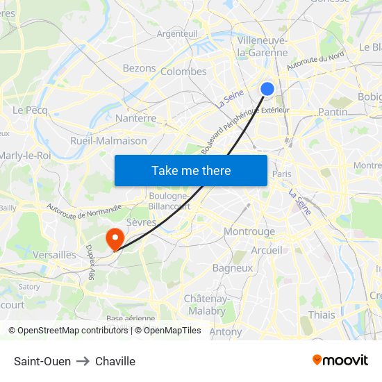 Saint-Ouen to Chaville map
