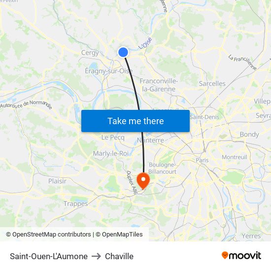 Saint-Ouen-L'Aumone to Chaville map