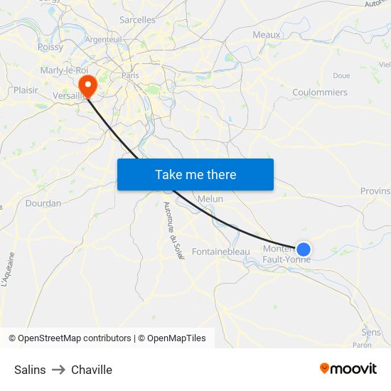 Salins to Chaville map