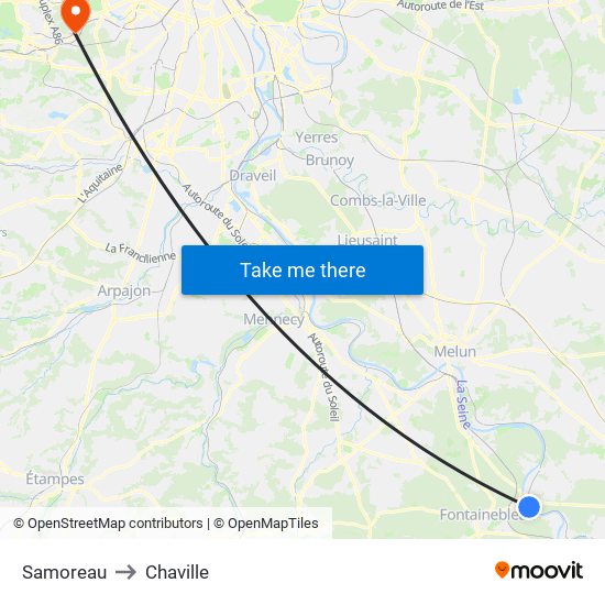 Samoreau to Chaville map