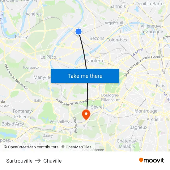 Sartrouville to Chaville map