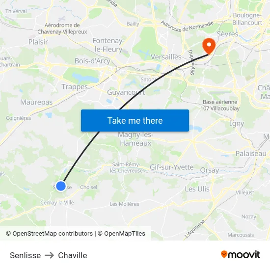 Senlisse to Chaville map