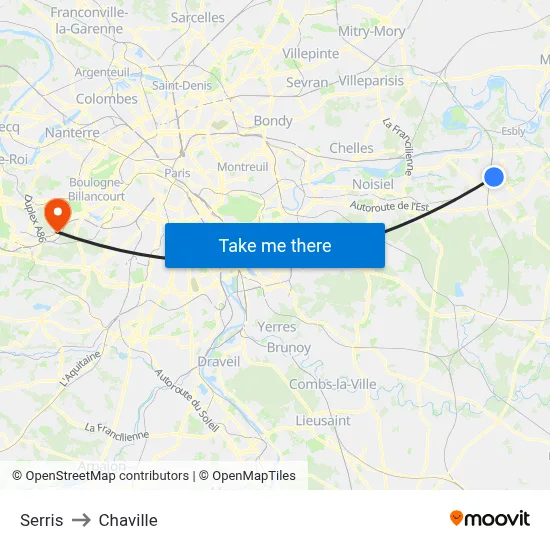 Serris to Chaville map