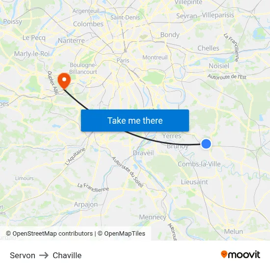 Servon to Chaville map