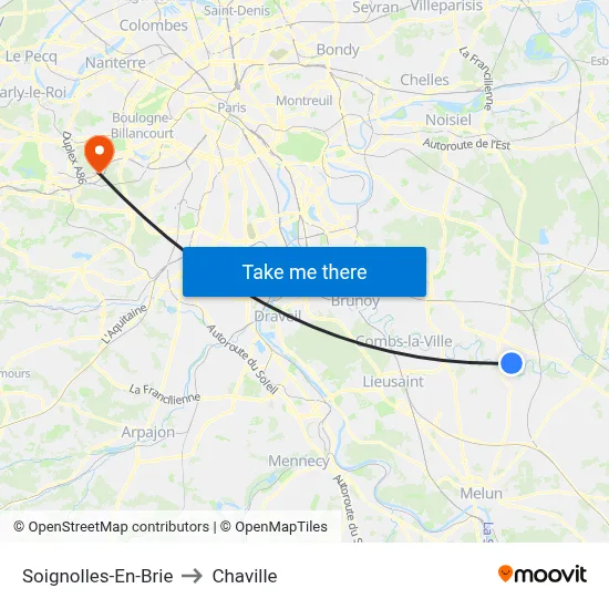 Soignolles-En-Brie to Chaville map