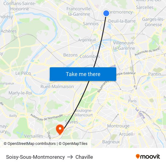 Soisy-Sous-Montmorency to Chaville map