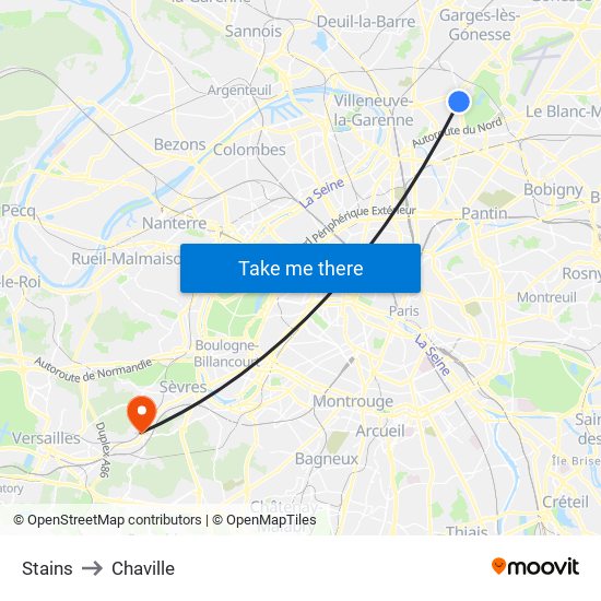 Stains to Chaville map