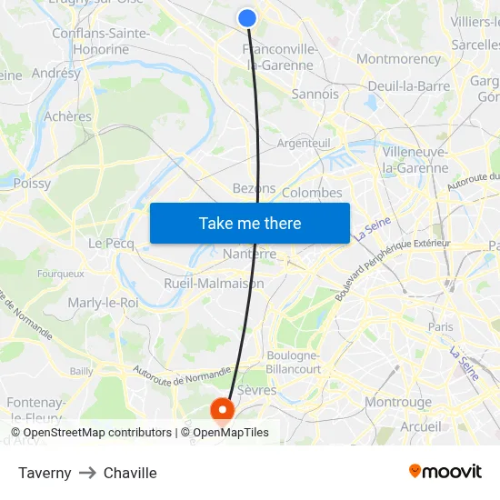 Taverny to Chaville map