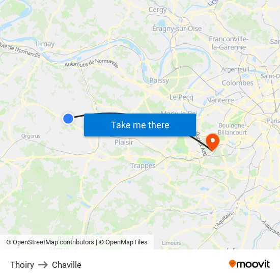 Thoiry to Chaville map