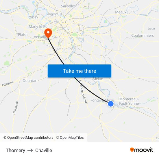 Thomery to Chaville map