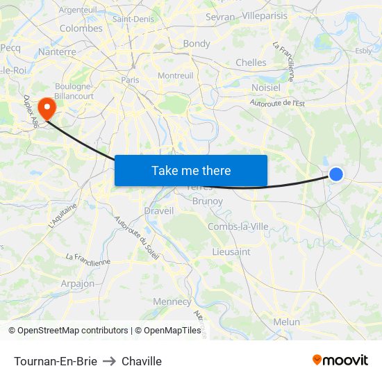 Tournan-En-Brie to Chaville map