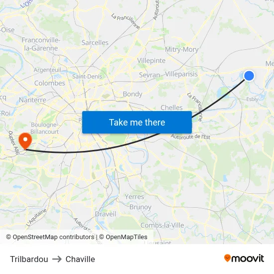 Trilbardou to Chaville map