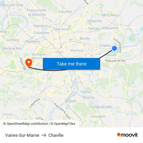 Vaires-Sur-Marne to Chaville map