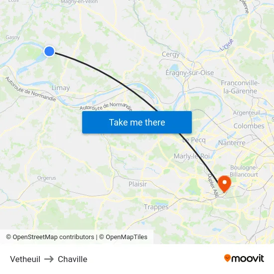 Vetheuil to Chaville map