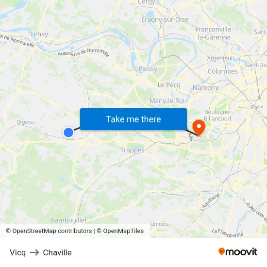Vicq to Chaville map