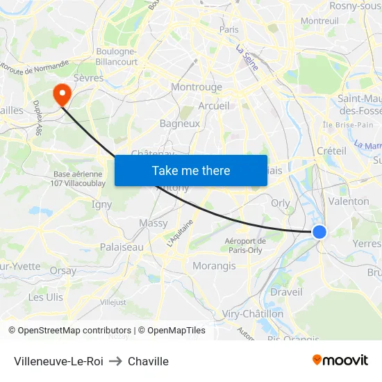 Villeneuve-Le-Roi to Chaville map