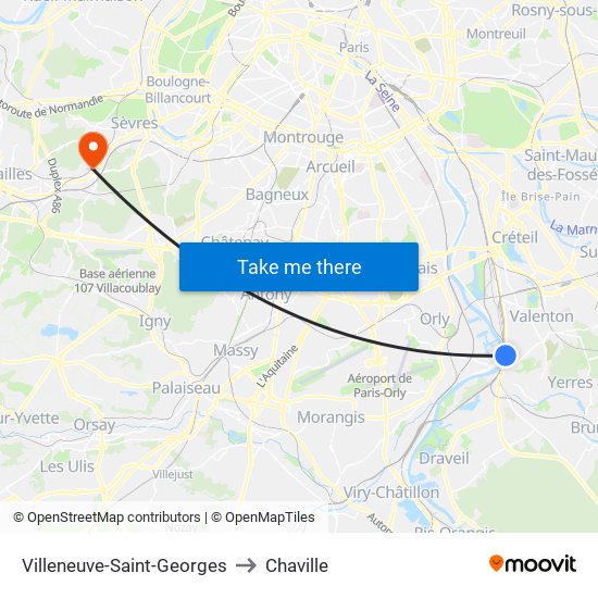 Villeneuve-Saint-Georges to Chaville map