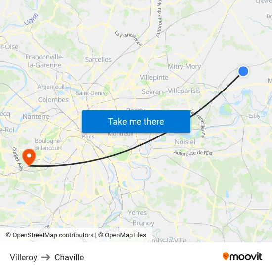 Villeroy to Chaville map