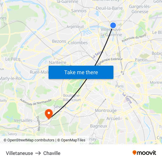 Villetaneuse to Chaville map