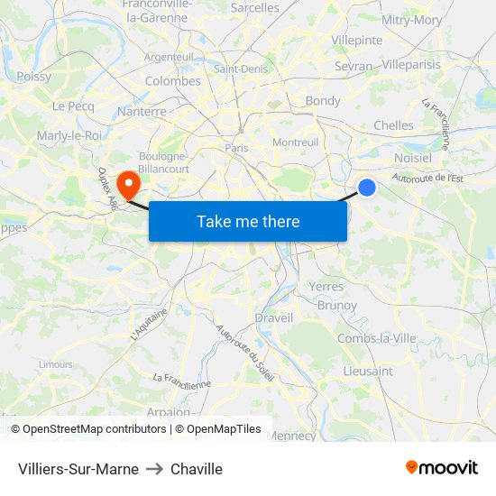 Villiers-Sur-Marne to Chaville map