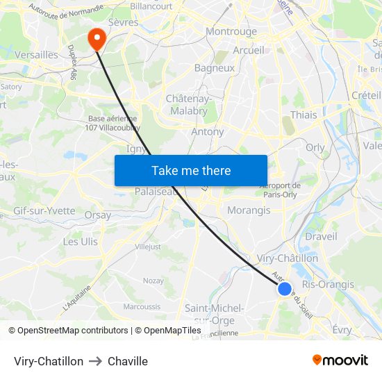 Viry-Chatillon to Chaville map