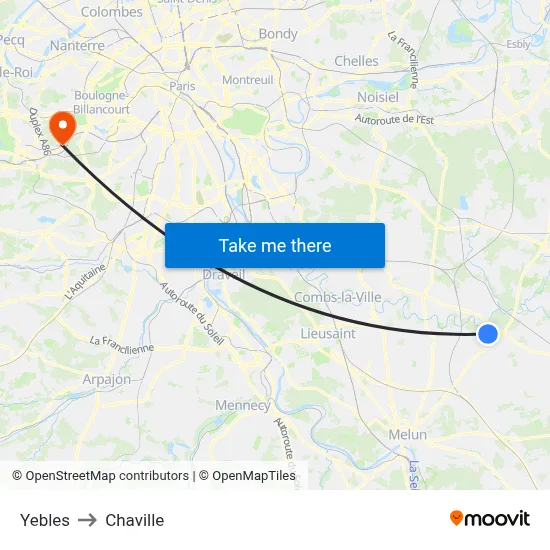 Yebles to Chaville map
