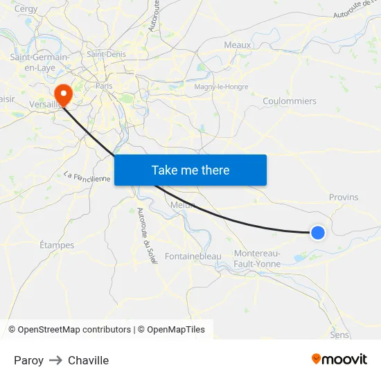 Paroy to Chaville map