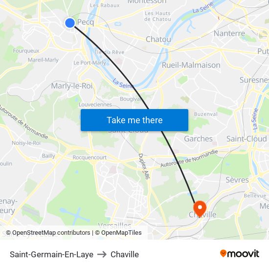 Saint-Germain-En-Laye to Chaville map