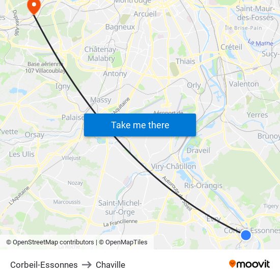 Corbeil-Essonnes to Chaville map