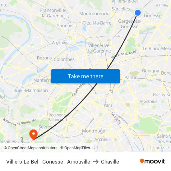 Villiers-Le-Bel - Gonesse - Arnouville to Chaville map