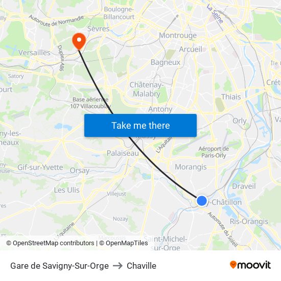 Gare de Savigny-Sur-Orge to Chaville map