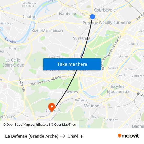 La Défense (Grande Arche) to Chaville map