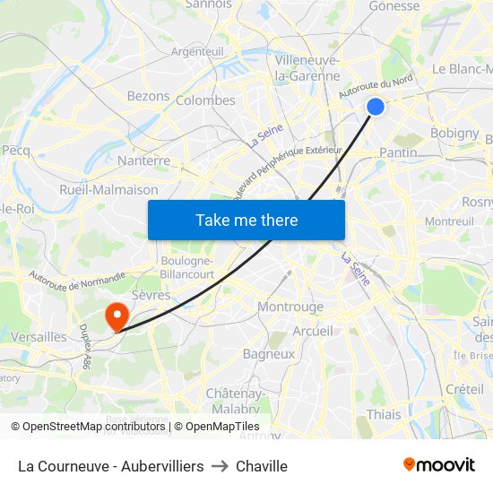 La Courneuve - Aubervilliers to Chaville map