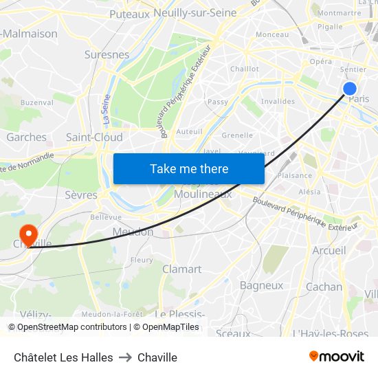 Châtelet Les Halles to Chaville map