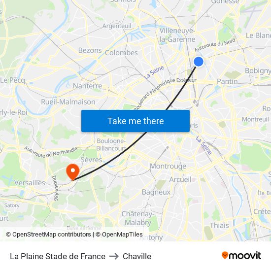 La Plaine Stade de France to Chaville map
