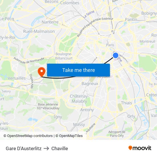 Gare D'Austerlitz to Chaville map