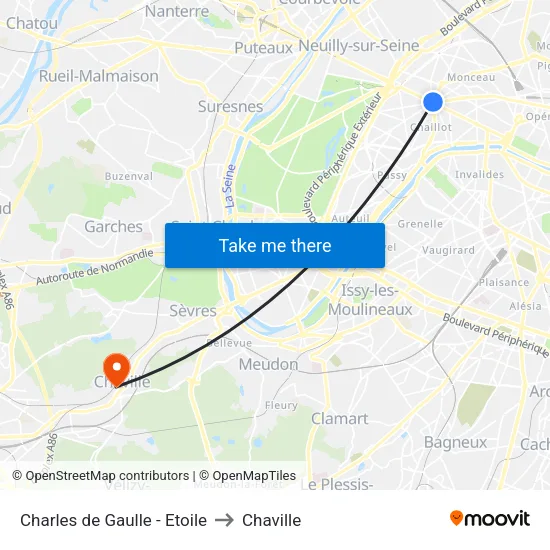 Charles de Gaulle - Étoile to Chaville map