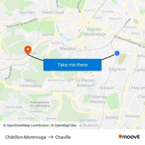 Châtillon-Montrouge to Chaville map