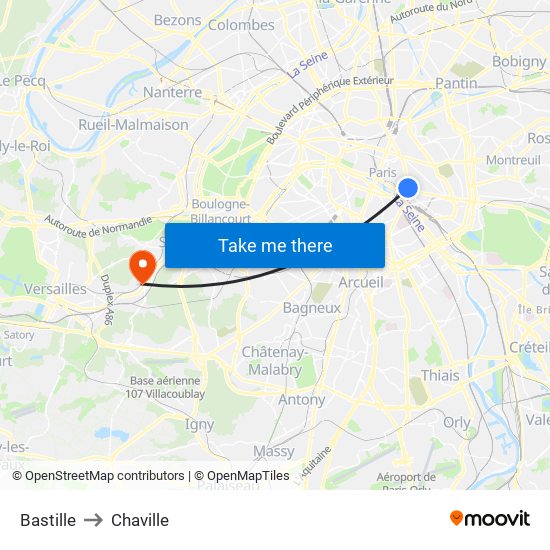 Bastille to Chaville map