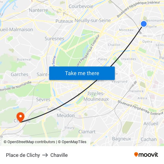 Place de Clichy to Chaville map