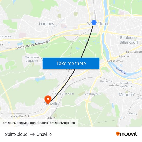 Saint-Cloud to Chaville map