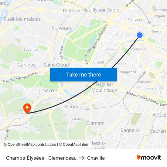 Champs-Élysées - Clemenceau to Chaville map