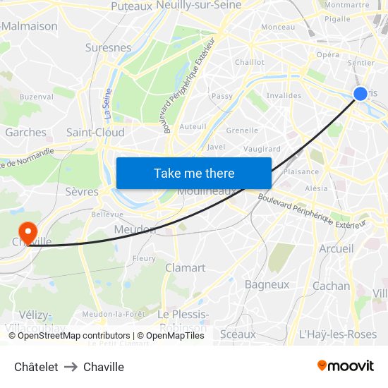 Châtelet to Chaville map