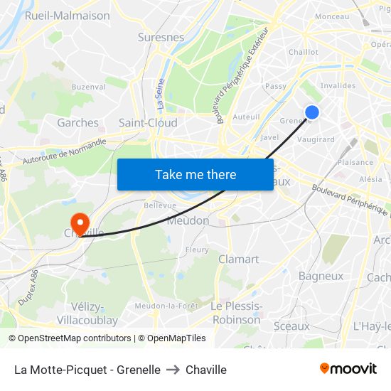 La Motte-Picquet - Grenelle to Chaville map