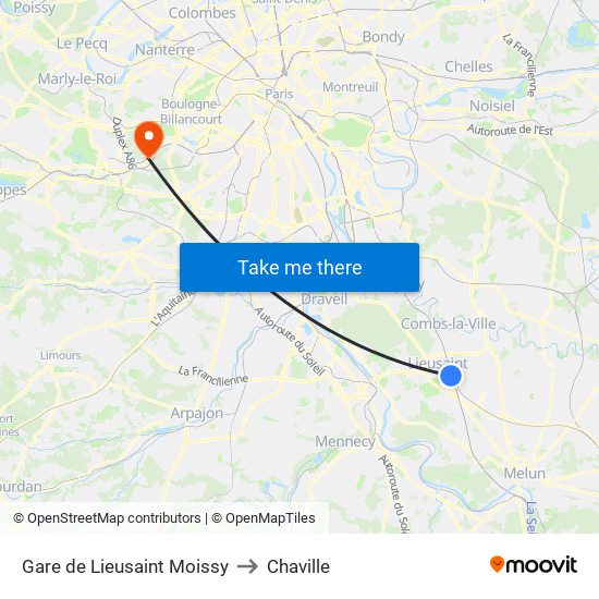 Gare de Lieusaint Moissy to Chaville map