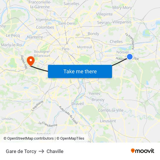 Gare de Torcy to Chaville map