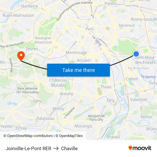 Joinville-Le-Pont RER to Chaville map